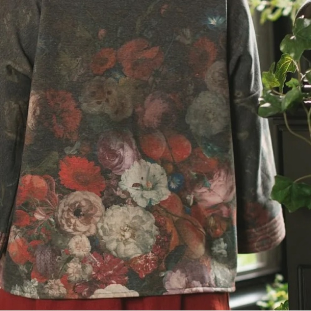 ✨Flight of Fancy Fleece Cottage  Cardigan Vintage Art Statements Jacket - Picture 8 of 13
